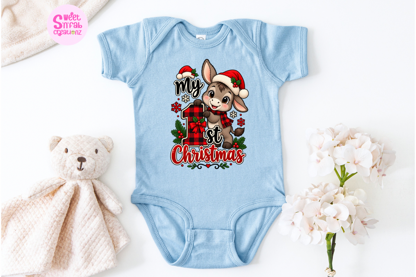 Buffalo Plaid First Christmas Onesie