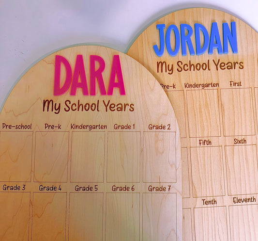 Personalized School Years Picture Board | Wooden School Photo Display Plaque | Preschool to Grade 12 Memory Board