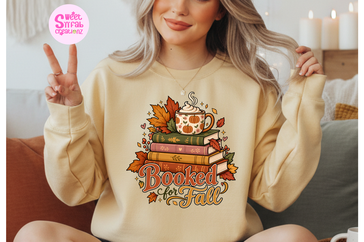 Booked for Fall Graphic Sweatshirt | Cozy Autumn Book Lover Crewneck