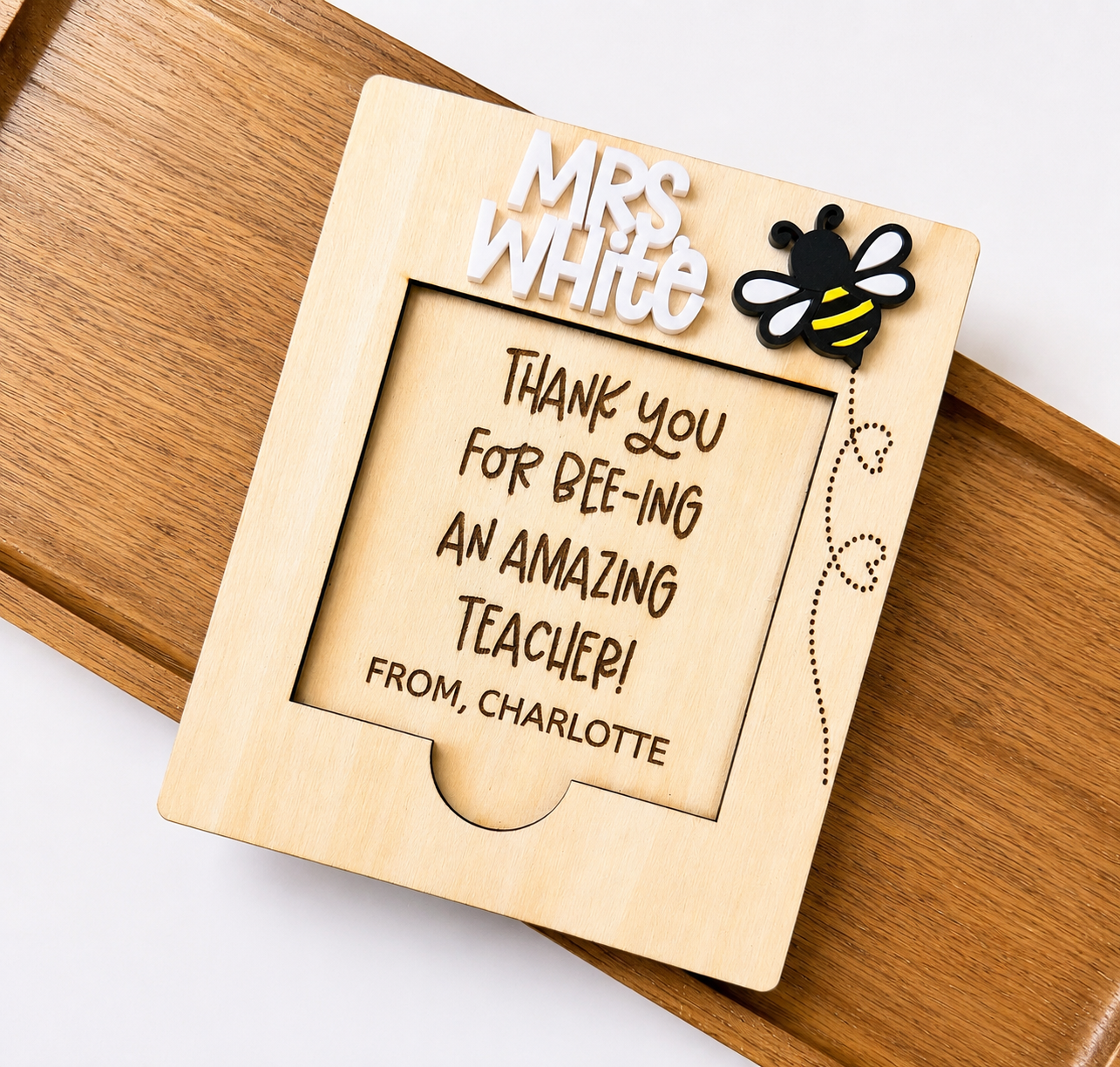 Thank You for Bee-ing Amazing” Personalized Teacher Sticky Note Holder