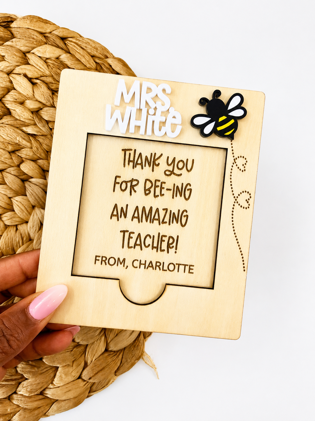 Thank You for Bee-ing Amazing” Personalized Teacher Sticky Note Holder