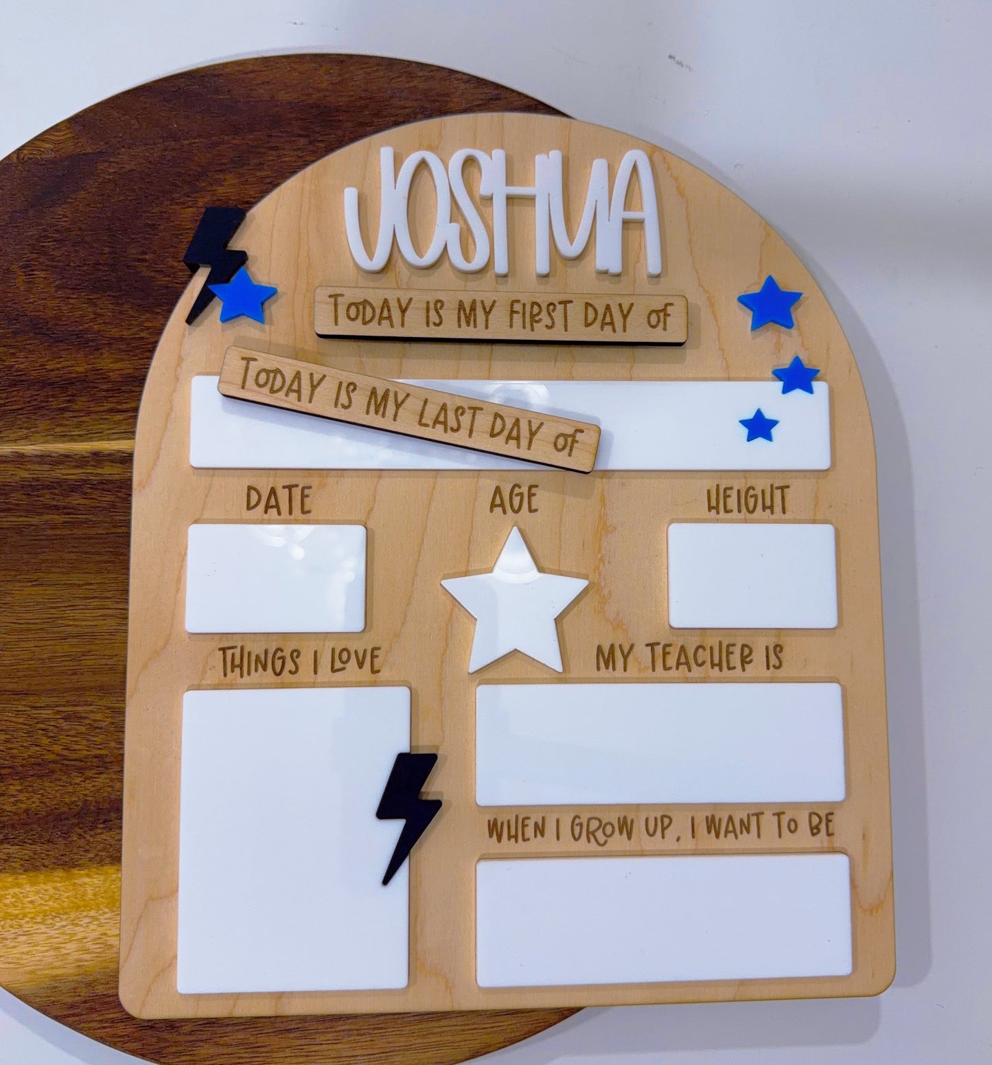 Personalized Bolt & Star Back to School Milestone Board | Reusable First & Last Day School Sign | Dry Erase Photo Prop ⚡⭐📚✨