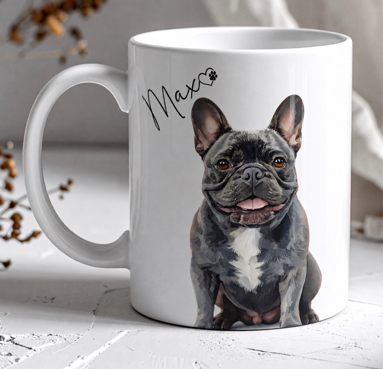 Custom Dog Mug from Photo, Personalized Dog Portrait Mug, Pet Memorial Gift, Custom Dog Coffee Cup, 12oz or 15oz Ceramic Mug
