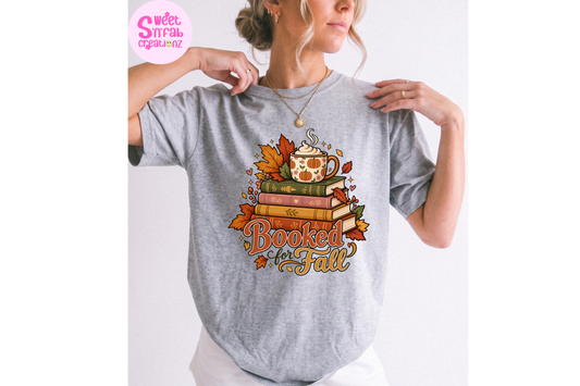 Booked for Fall Graphic T-Shirt | Cozy Autumn Book Lover Tee