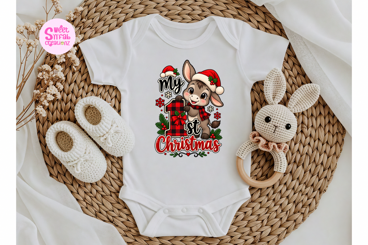 Buffalo Plaid First Christmas Onesie