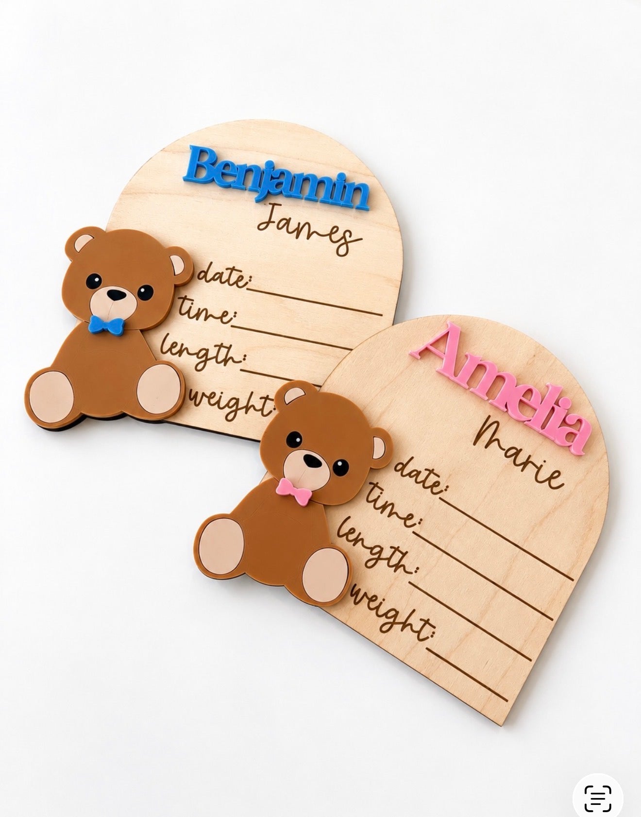 Personalized Teddy Bear Birth Stats Plaque – Custom Baby Name & Birth Announcement Sign