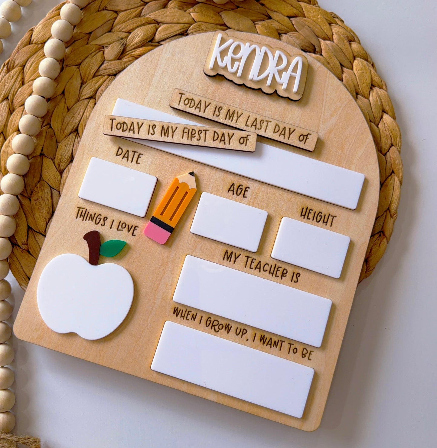 Personalized Apple Back to School Milestone Board | Reusable First & Last Day School Sign | Dry Erase Photo Prop with Interchangeable Names 🍎📚✨