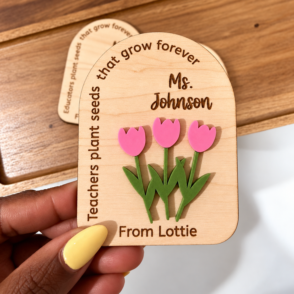 Personalized Teacher Appreciation Wooden Magnet | Teachers Plant Seeds That Grow Forever