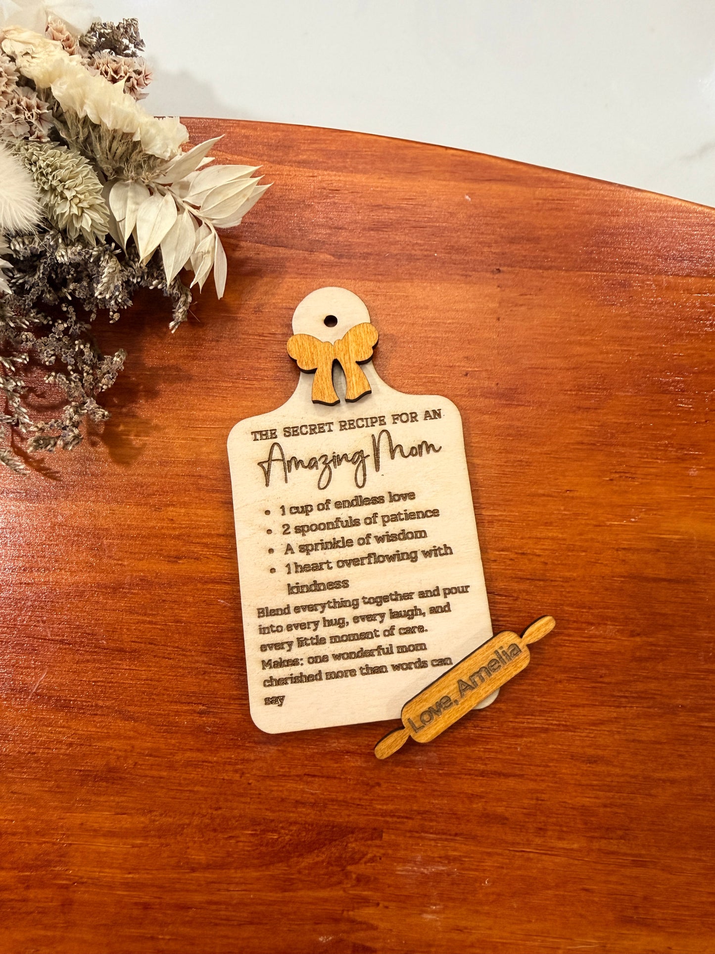 Personalized Wooden Recipe Fridge Magnet – Mom / Grandma Gift