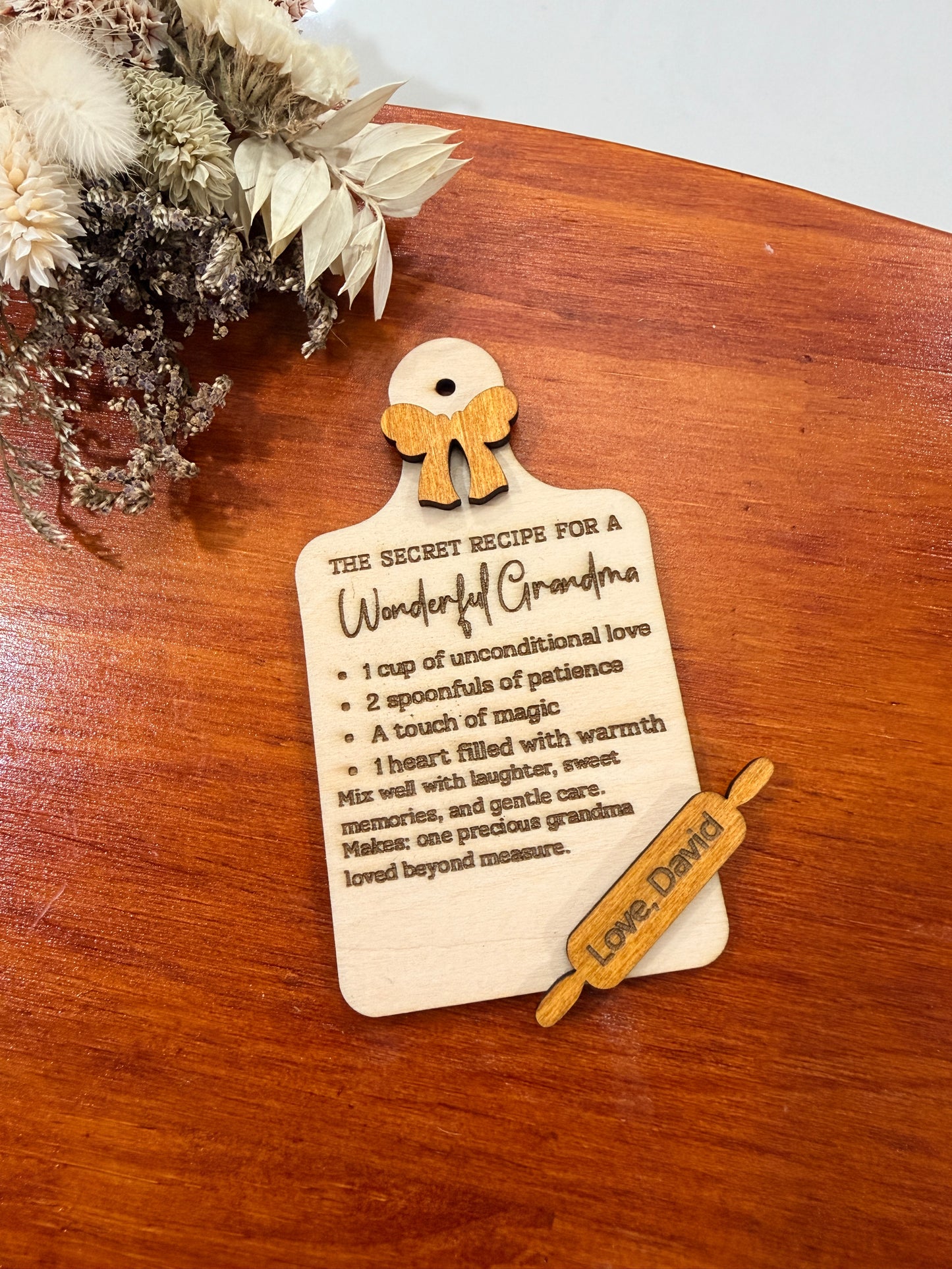 Personalized Wooden Recipe Fridge Magnet – Mom / Grandma Gift
