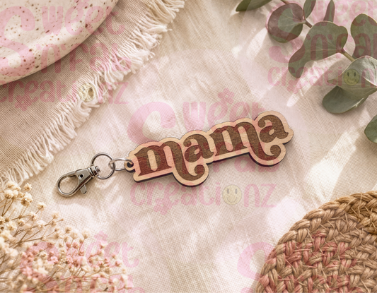 Mama Wooden Keychain – Engraved Wood Keychain with Swivel Snap Hook