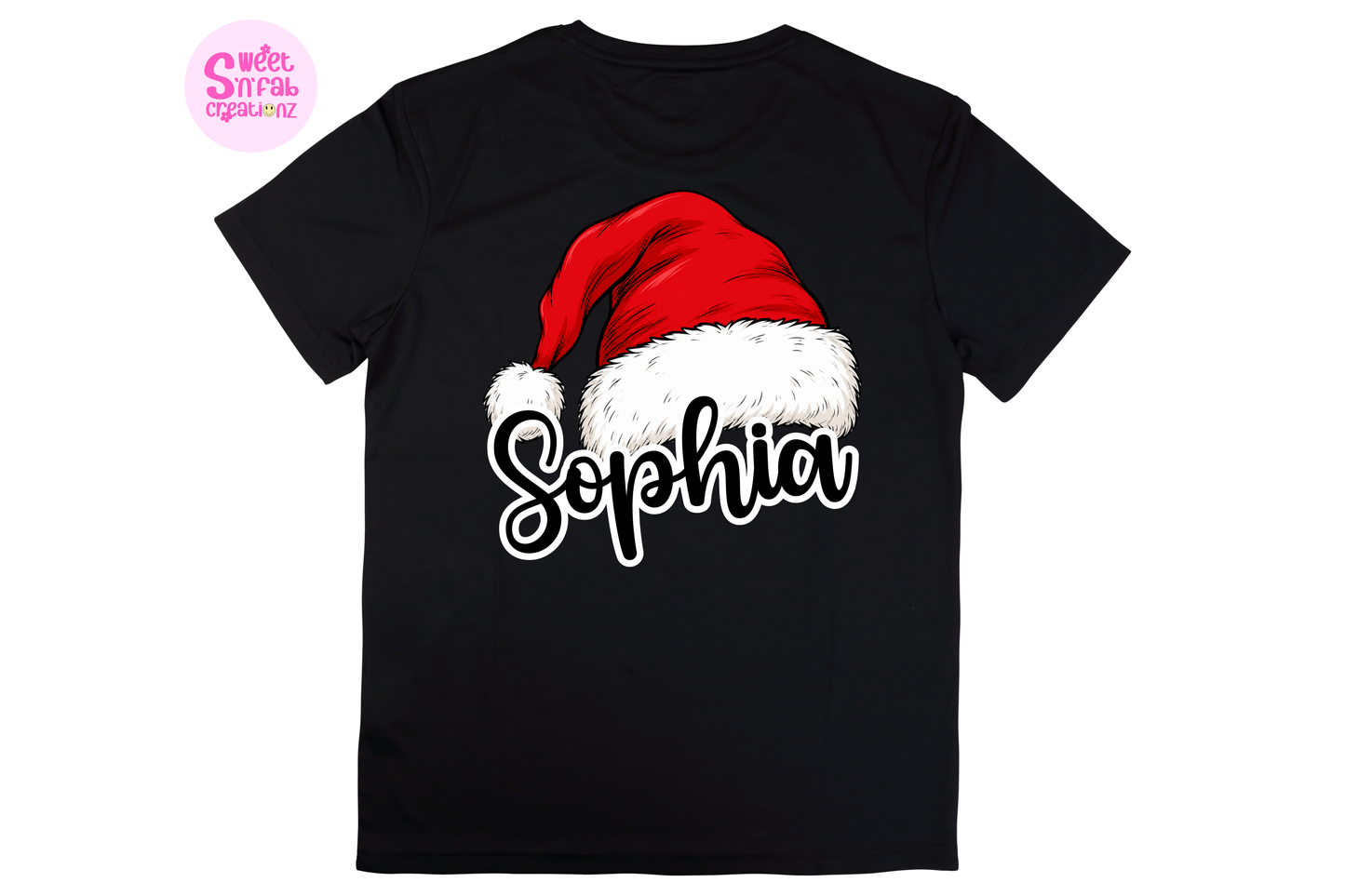 Personalized Family Christmas Shirts, Matching Santa Hat Name Tees, Custom Mom Dad Kids Baby Onesie, Holiday Family Outfit