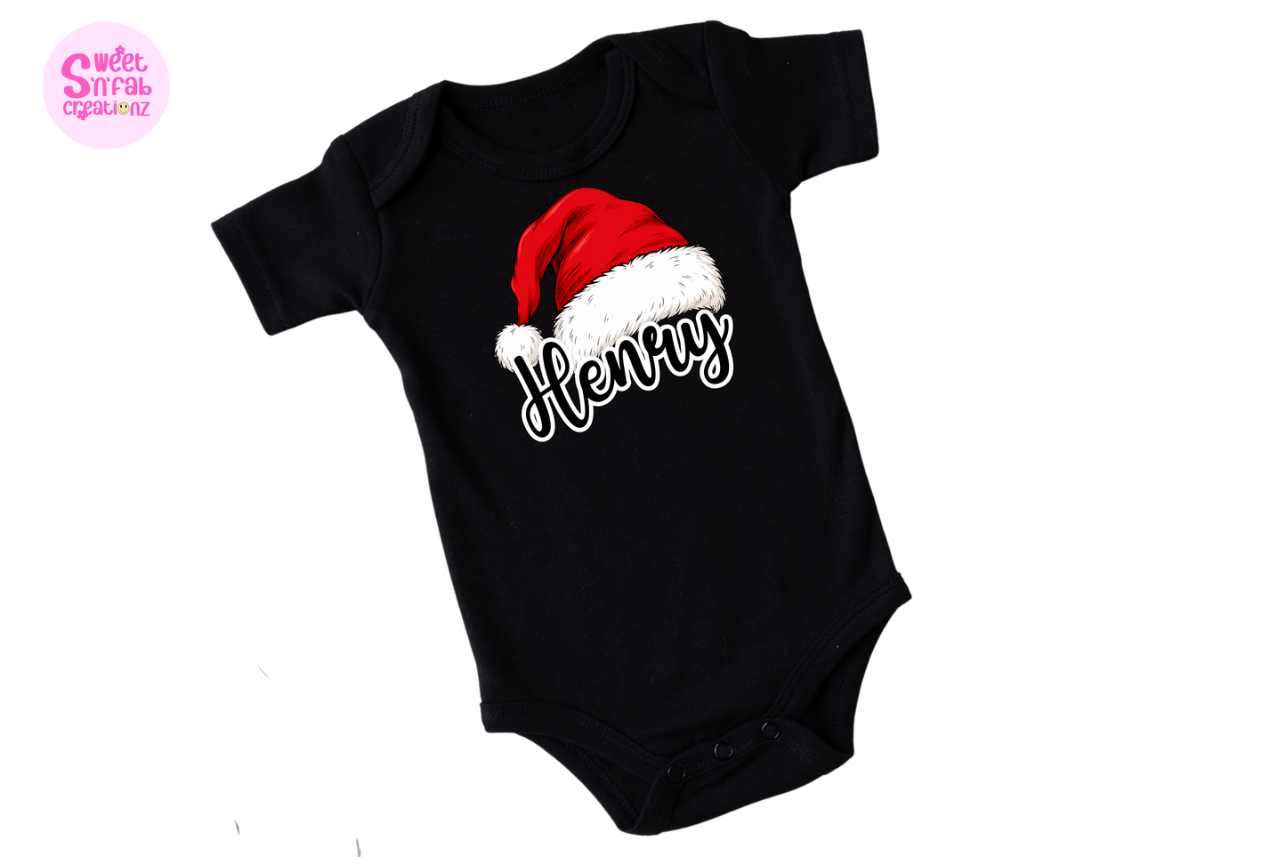Personalized Family Christmas Shirts, Matching Santa Hat Name Tees, Custom Mom Dad Kids Baby Onesie, Holiday Family Outfit