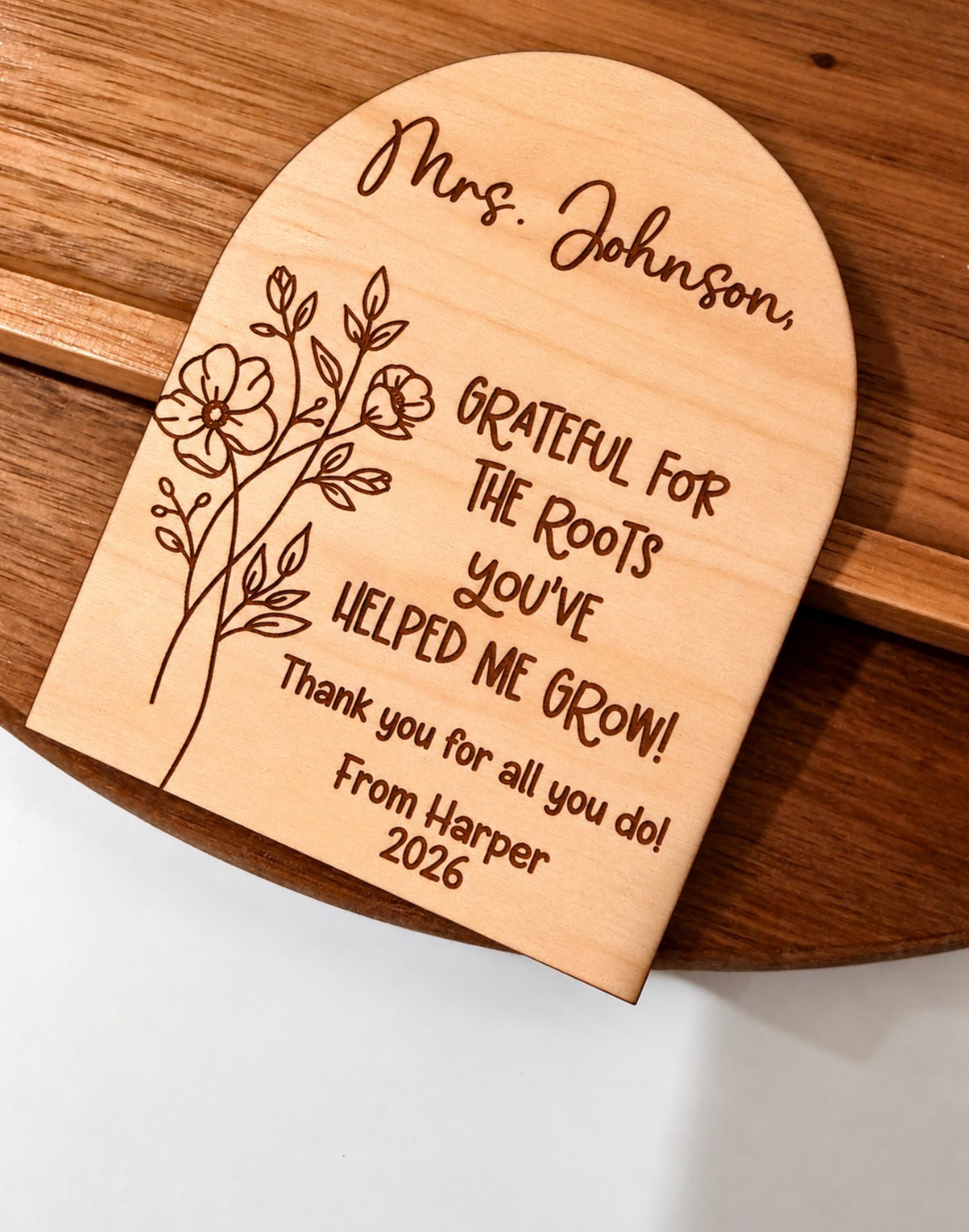 Personalized Teacher Appreciation Floral Wooden Magnet