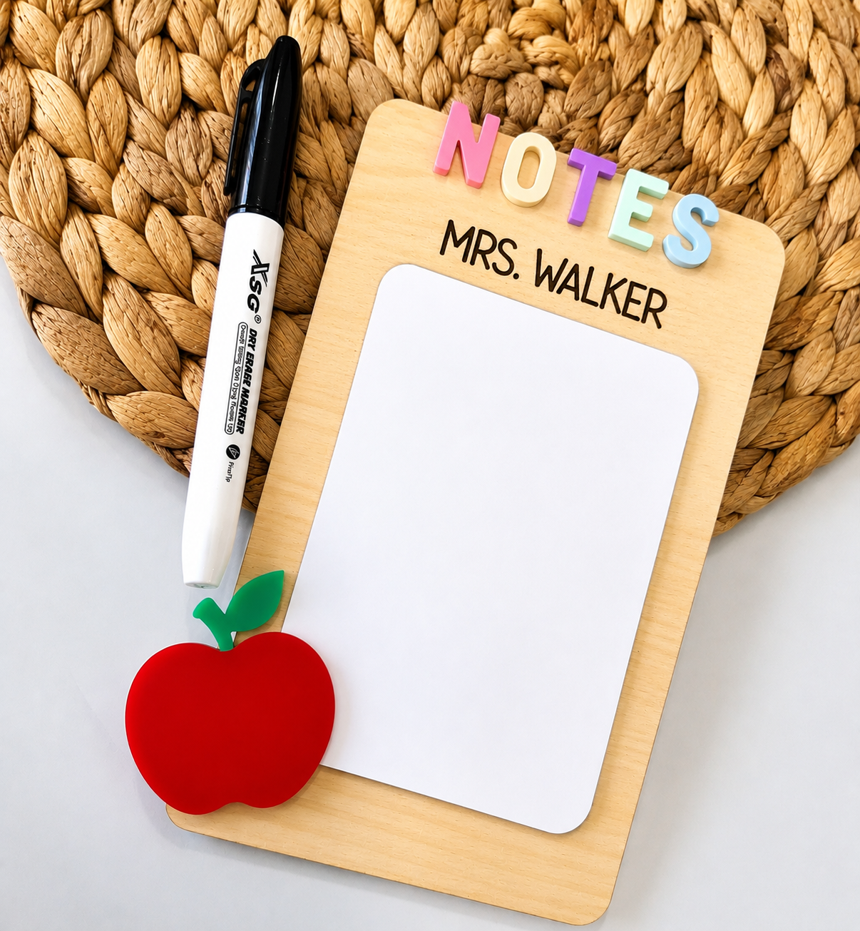 Personalized 3-in-1 Teacher Note Board – Magnetic Dry Erase Memo Board