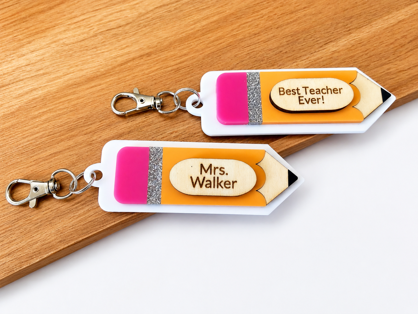 Personalized Pencil Teacher Keychain – Acrylic Swivel Snap Keychain