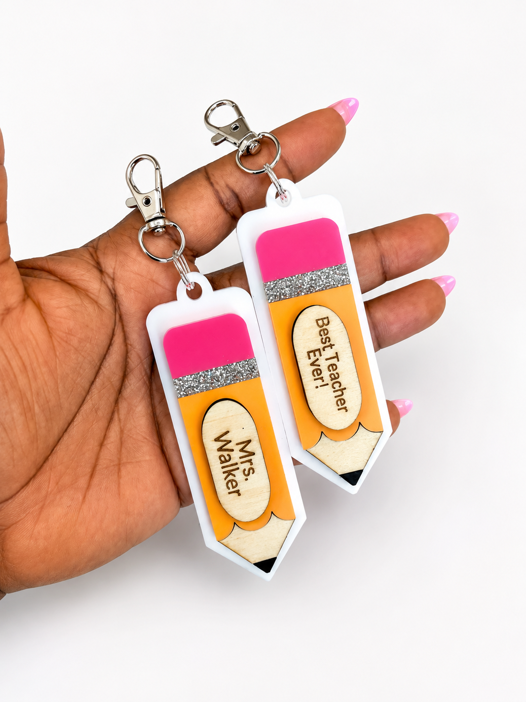 Personalized Pencil Teacher Keychain – Acrylic Swivel Snap Keychain