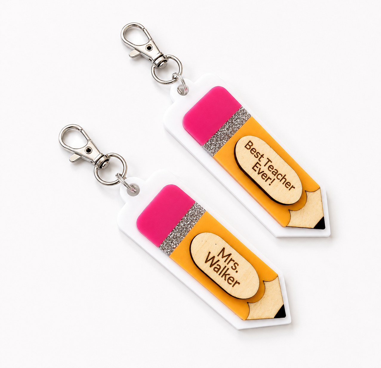 Personalized Pencil Teacher Keychain – Acrylic Swivel Snap Keychain