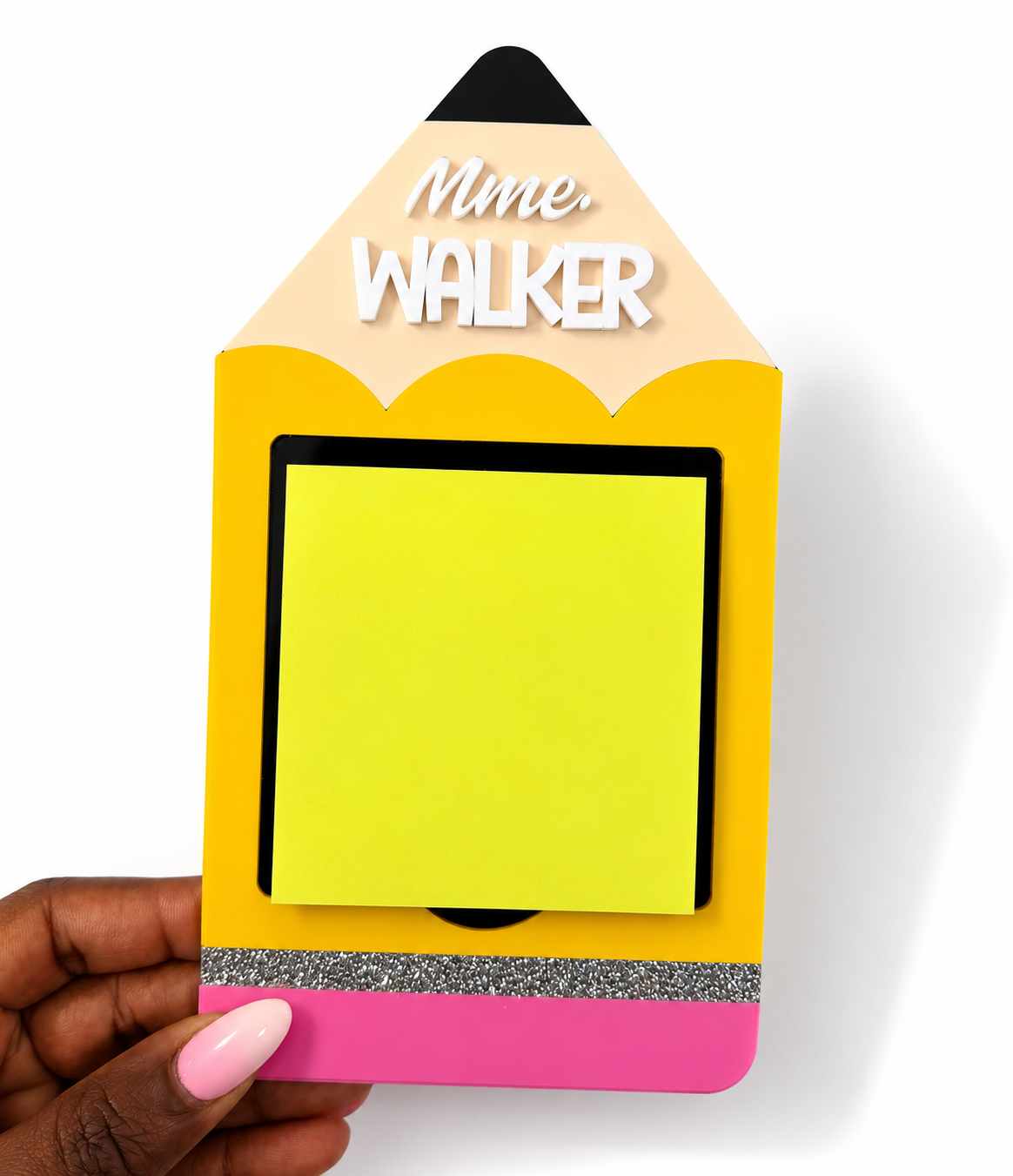 Personalized Pencil Sticky Note Holder – Acrylic Teacher Desk Accessory