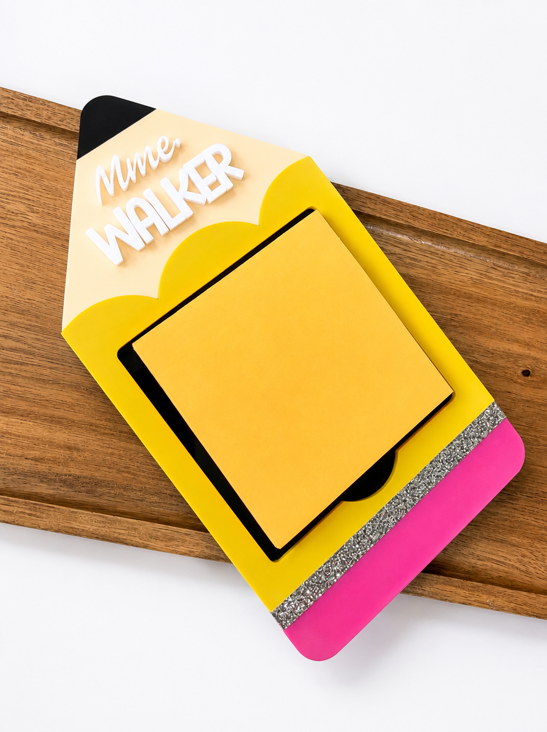 Personalized Pencil Sticky Note Holder – Acrylic Teacher Desk Accessory