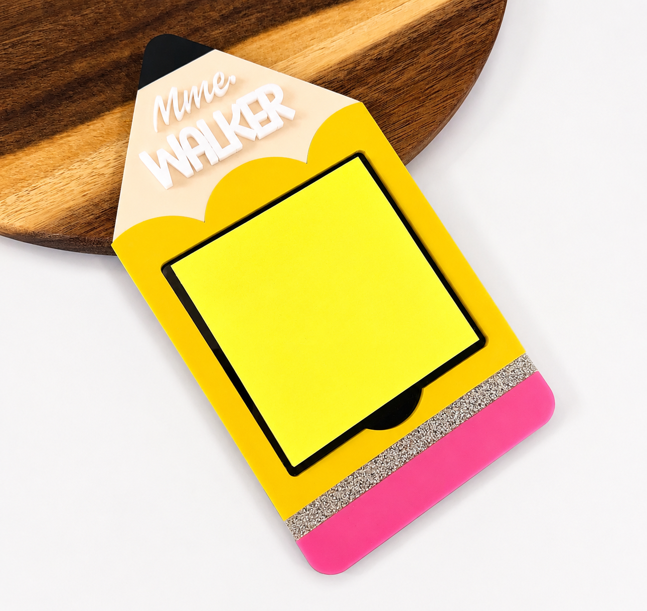 Personalized Pencil Sticky Note Holder – Acrylic Teacher Desk Accessory