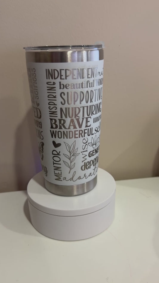 20oz Laser Engraved “Mom” Tumbler – Thoughtful Gift for Mom 💕