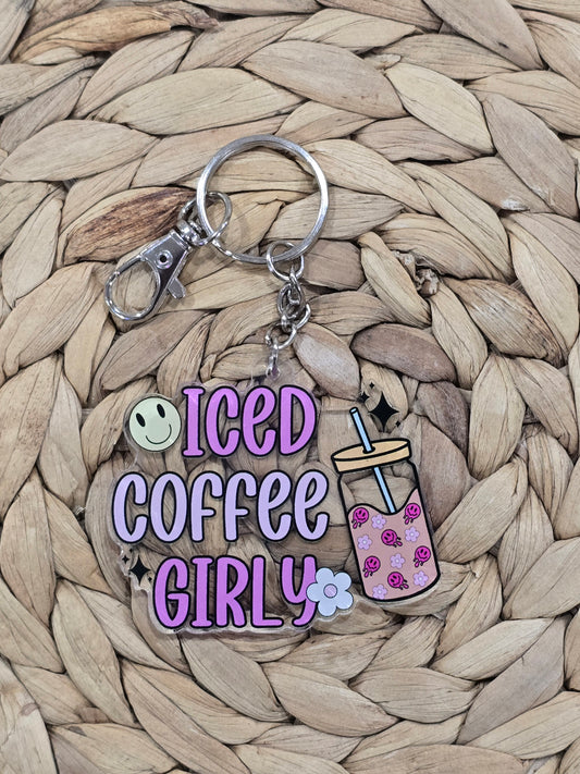 Melting Ice Coffee Girly Keychain