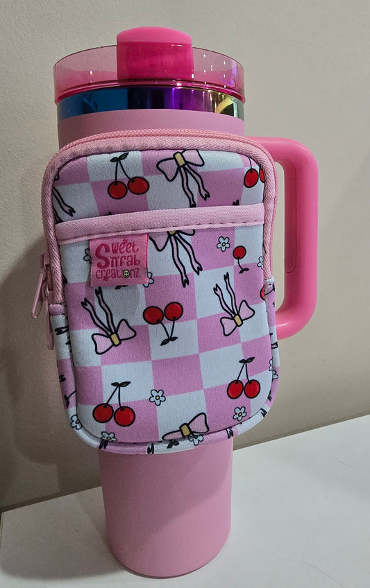 Tumbler Pouch- Coquette Cherry Bow