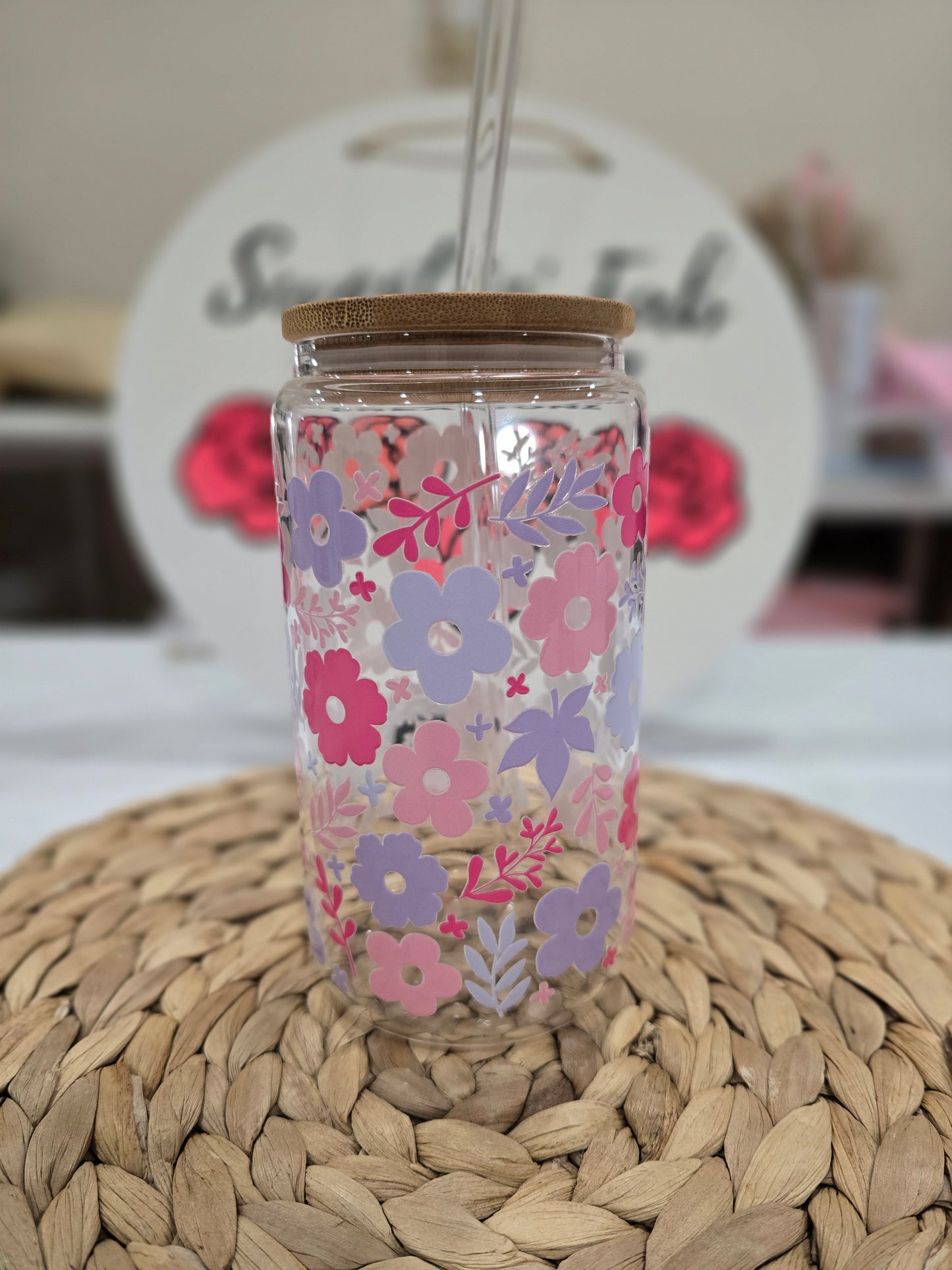 Pastel Florals Glass Cup