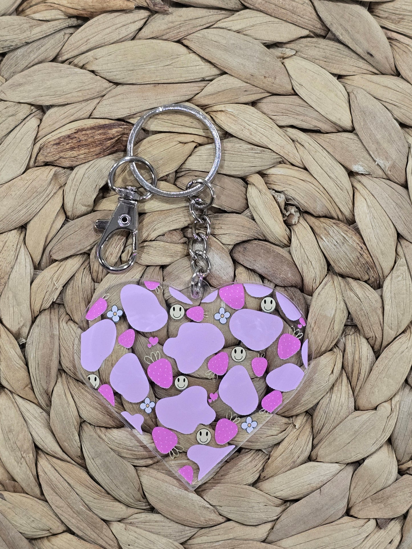 Strawberry Cowprint Keychain