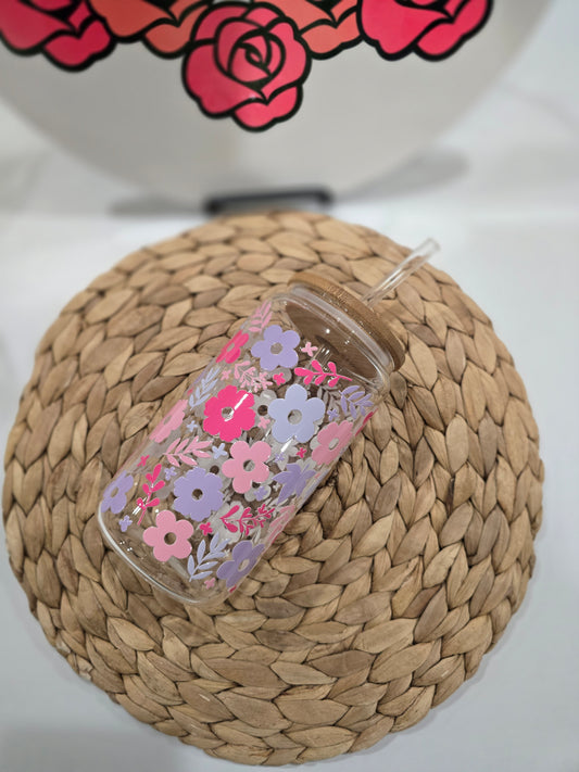 Pastel Florals Glass Cup